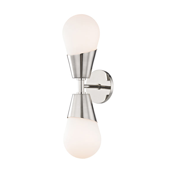 Cora 2 Light Wall Sconce - Polished Nickel
