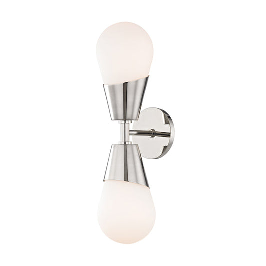 Cora 2 Light Wall Sconce - Polished Nickel