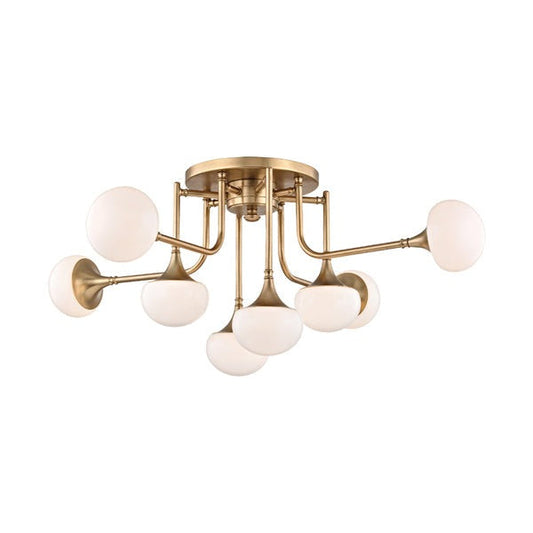 Fleming 8 Light Semi Flush Light - Aged Brass