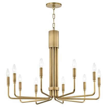 Brigitte 10 Light Large Pendant Light - Aged Brass