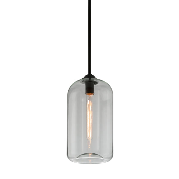 District Small 1 Light Pendant Light - Satin Black | Outlet