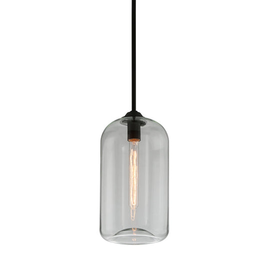 District Small 1 Light Pendant Light - Satin Black | Outlet
