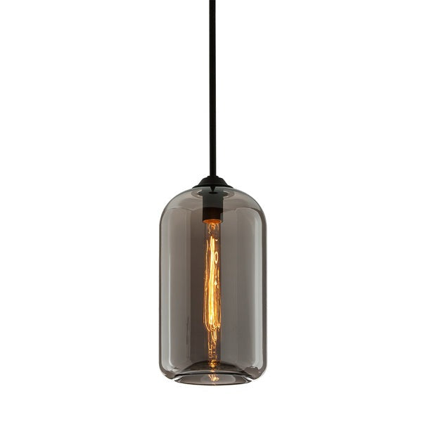 District Small 1 Light Pendant Light - Smoked Black