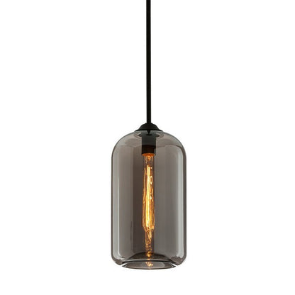 District Small 1 Light Pendant Light - Smoked Black