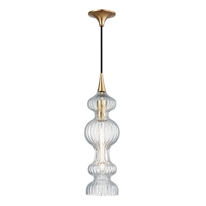 Pomfret 1 Light Pendant Light - Aged Brass & Glass