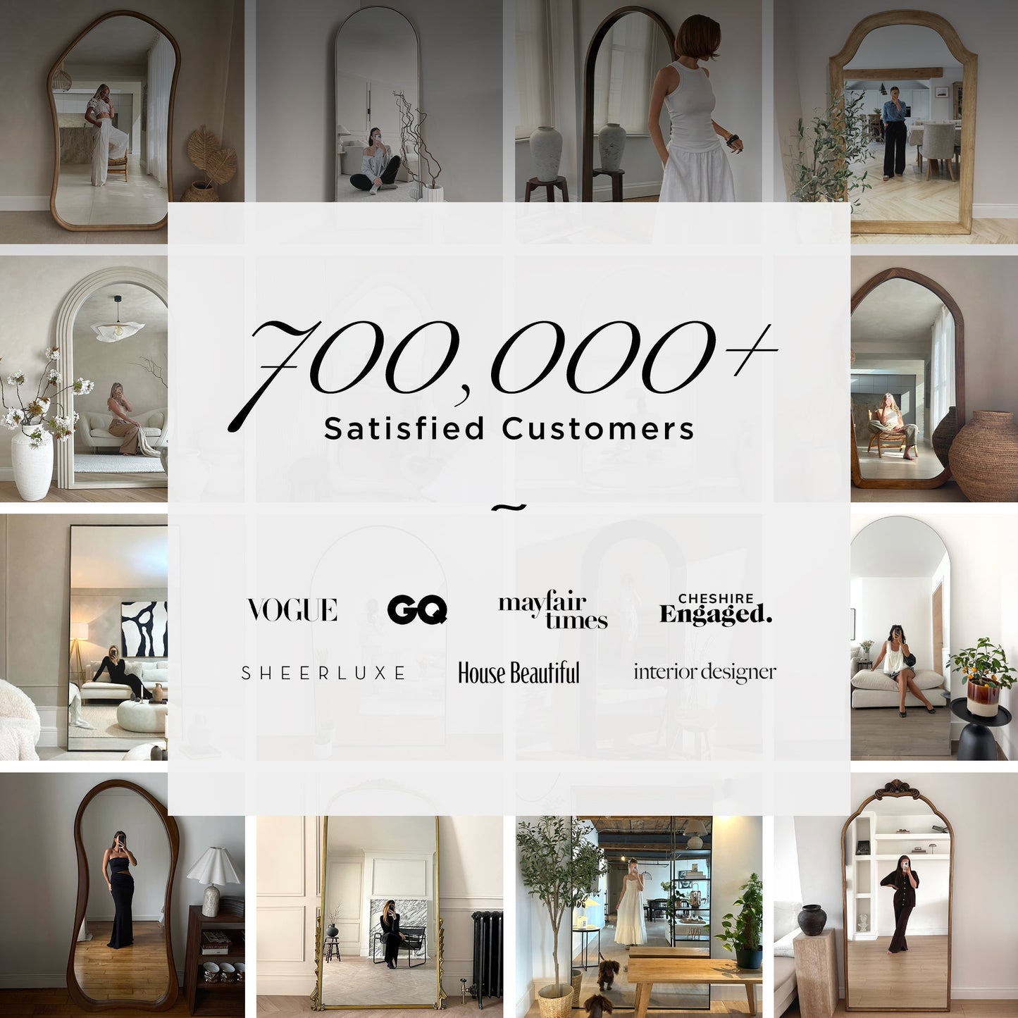 Elena - White Washed Wood Arched Overmantle Mirror 100cm x 75cm