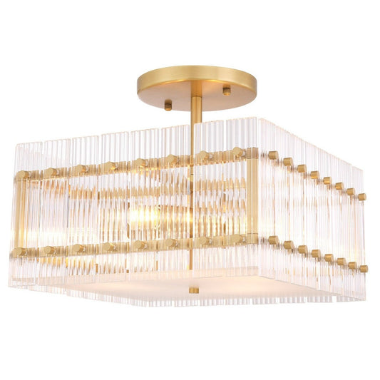 Ruby Square Ceiling Lamp - Antique Brass Finish