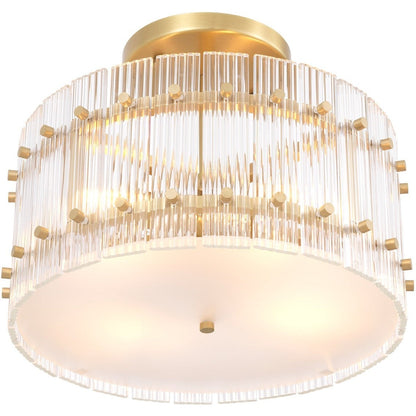 Ruby Round Ceiling Lamp - Antique Brass Finish