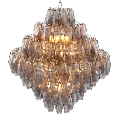 Benini Large Chandelier - Nickel & Smoke Glass