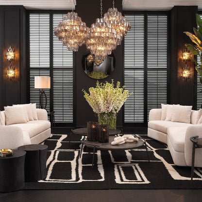 Benini Large Chandelier - Nickel & Smoke Glass