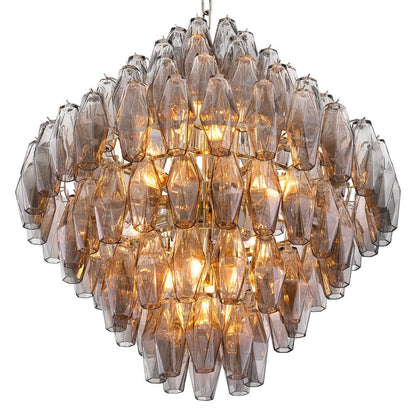 Benini Large Chandelier - Nickel & Smoke Glass