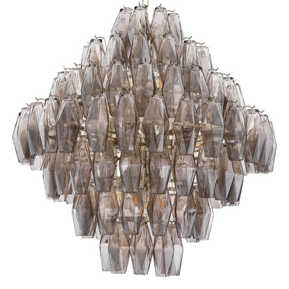 Benini Large Chandelier - Nickel & Smoke Glass