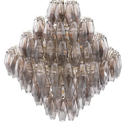 Benini Large Chandelier - Nickel & Smoke Glass