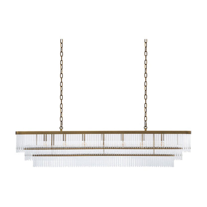 East Rectangular Chandelier - Antique Brass