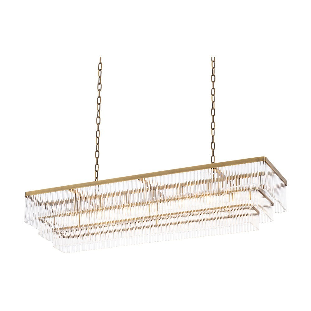 East Rectangular Chandelier - Antique Brass