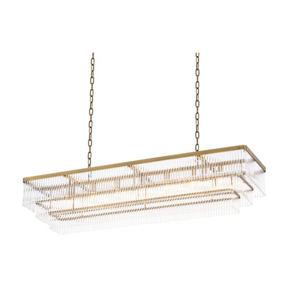 East Rectangular Chandelier - Antique Brass