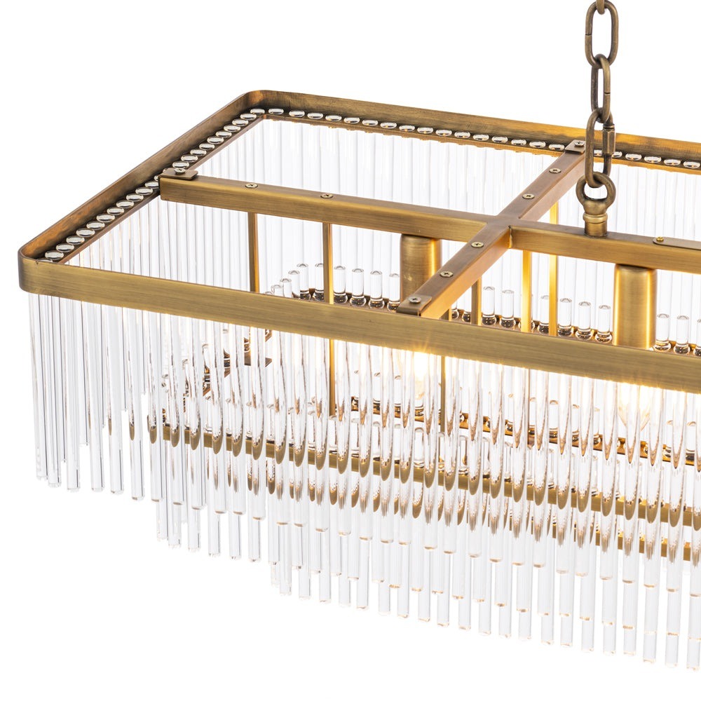 East Rectangular Chandelier - Antique Brass