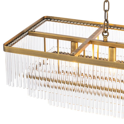 East Rectangular Chandelier - Antique Brass