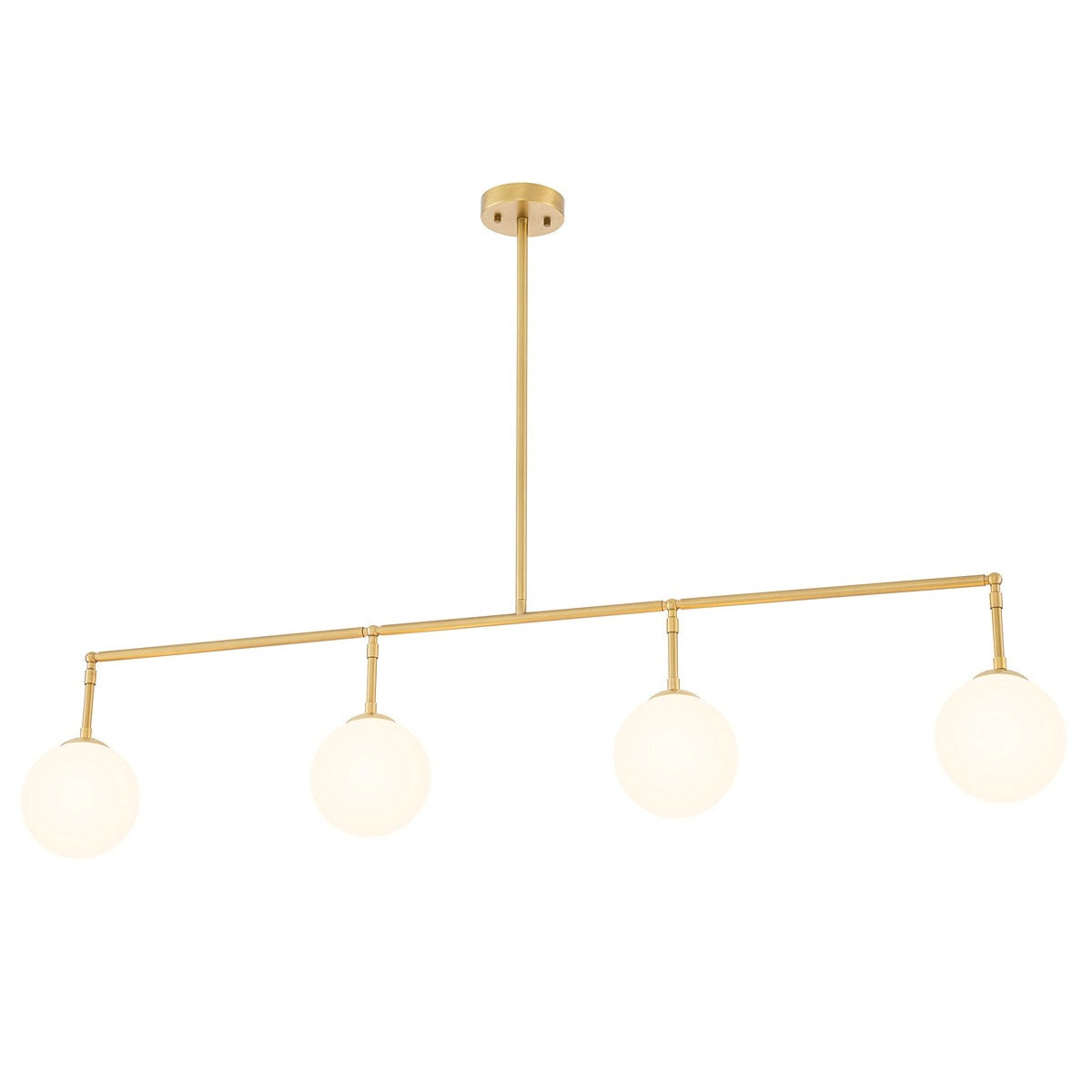 Tara Chandelier - Antique Brass Finish & White Glass