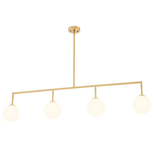Tara Chandelier - Antique Brass Finish & White Glass