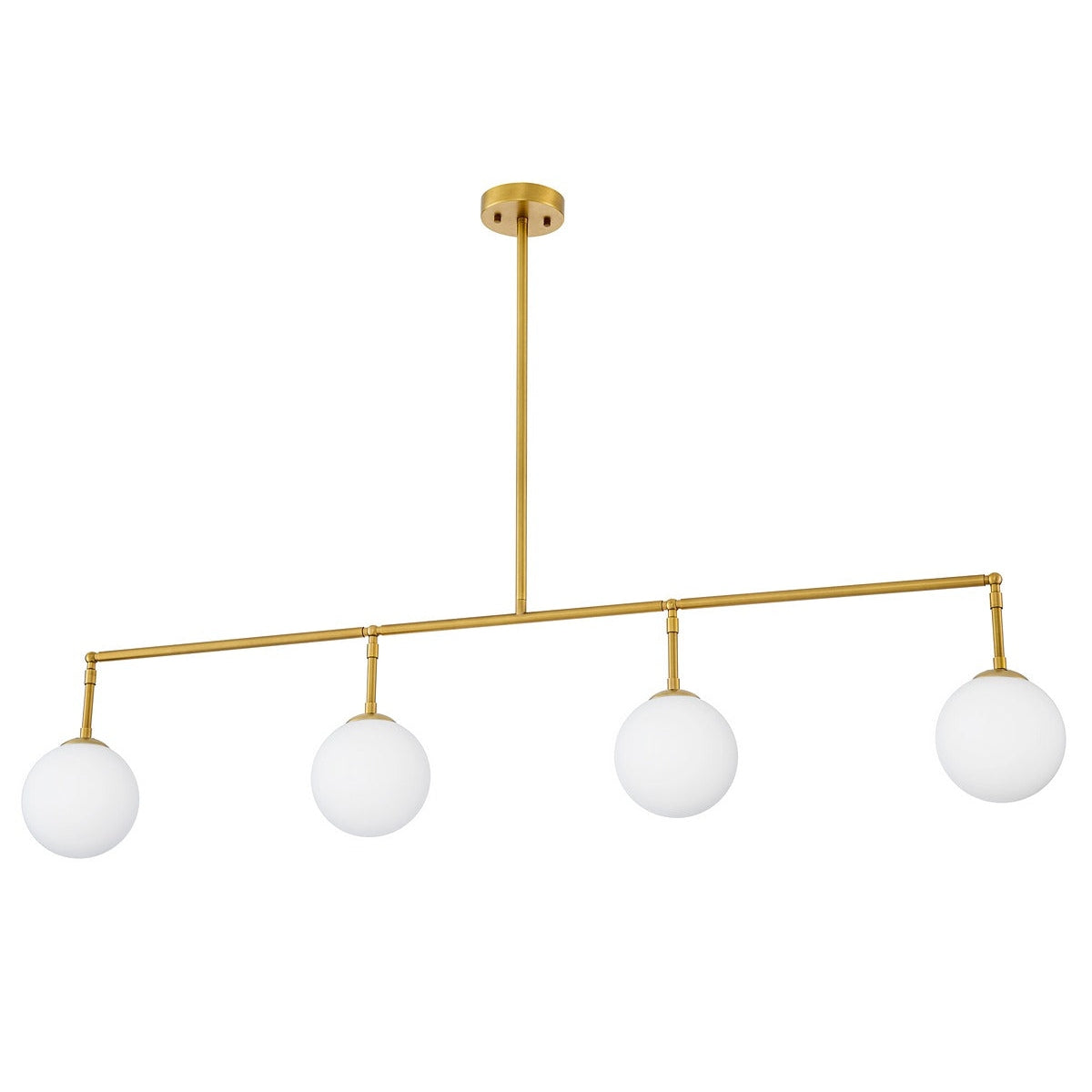 Tara Chandelier - Antique Brass Finish & White Glass