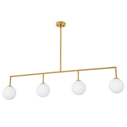 Tara Chandelier - Antique Brass Finish & White Glass