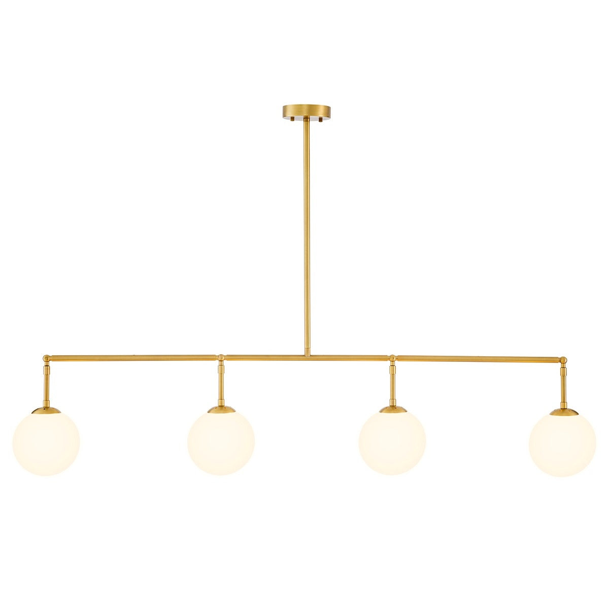 Tara Chandelier - Antique Brass Finish & White Glass