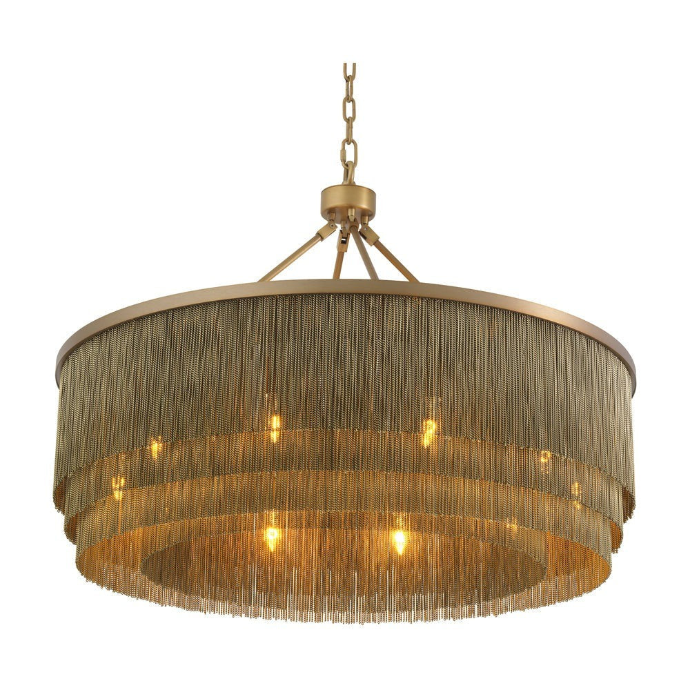 Large Tissot Round Chandelier - Antique Brass