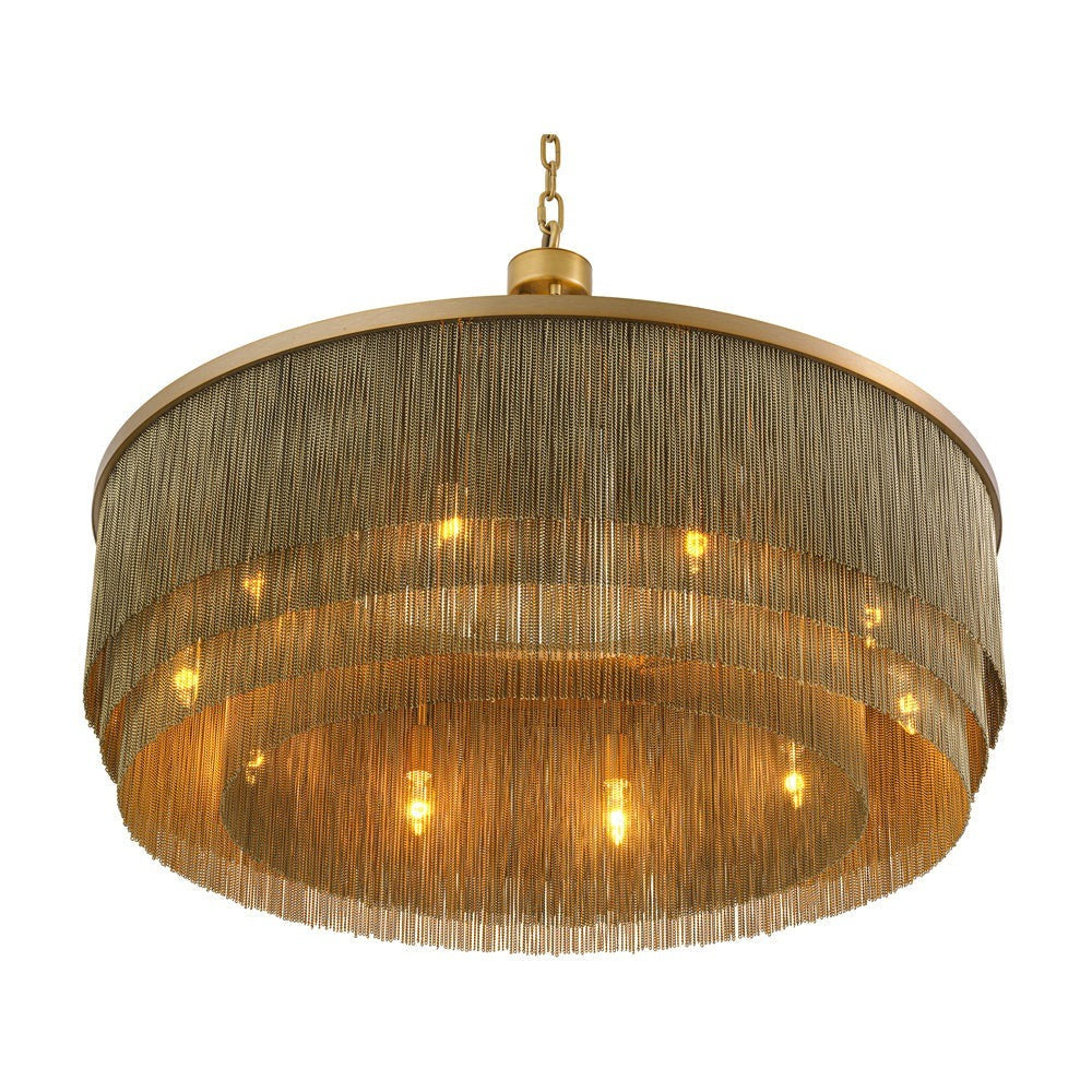 Large Tissot Round Chandelier - Antique Brass