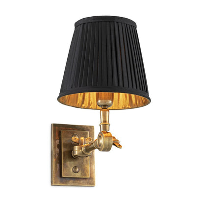 Wentworth Single Wall Lamp - Vintage Brass & Black Shade