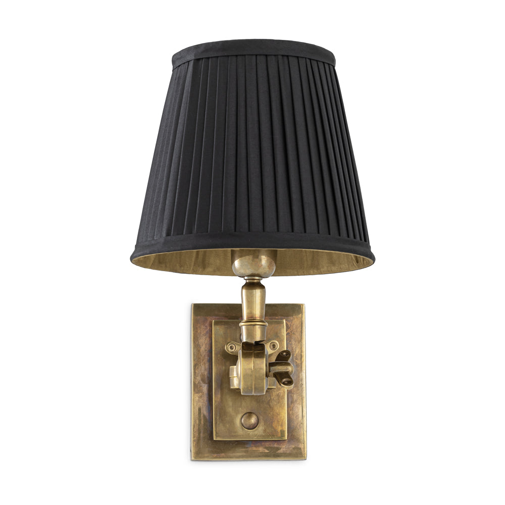 Wentworth Single Wall Lamp - Vintage Brass & Black Shade