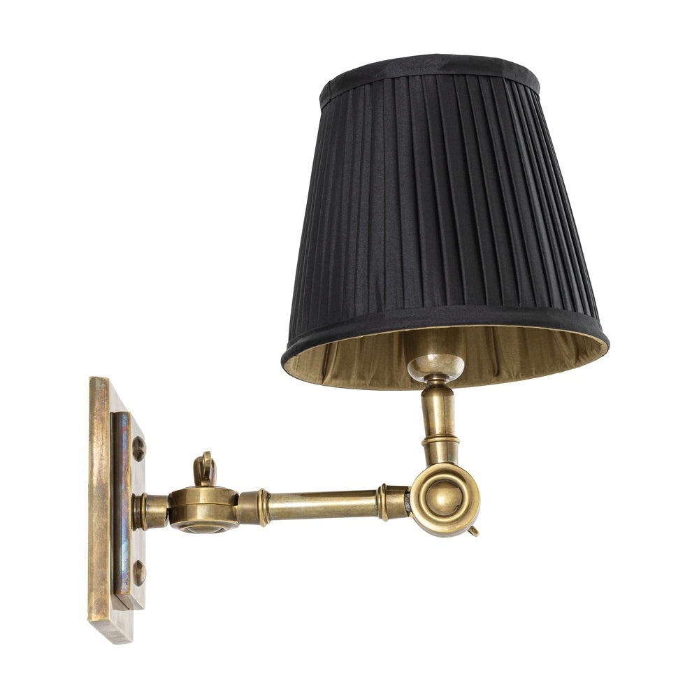 Wentworth Single Wall Lamp - Vintage Brass & Black Shade