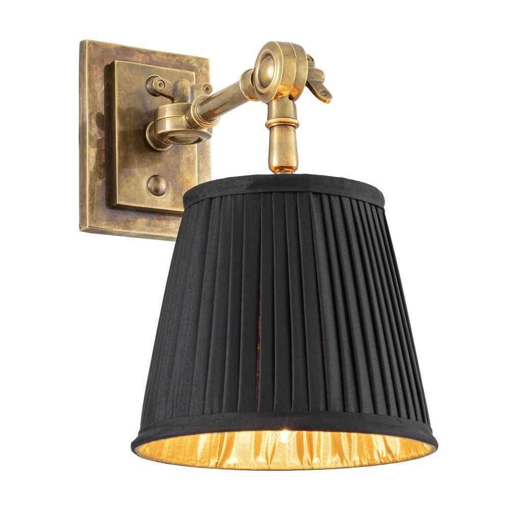 Wentworth Single Wall Lamp - Vintage Brass & Black Shade