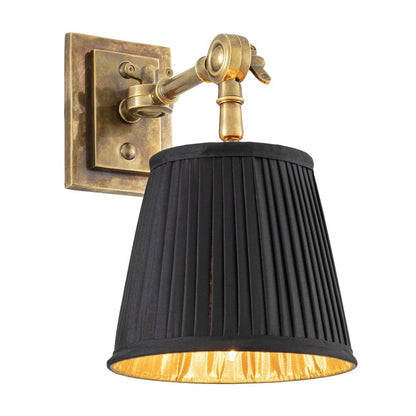 Wentworth Single Wall Lamp - Vintage Brass & Black Shade