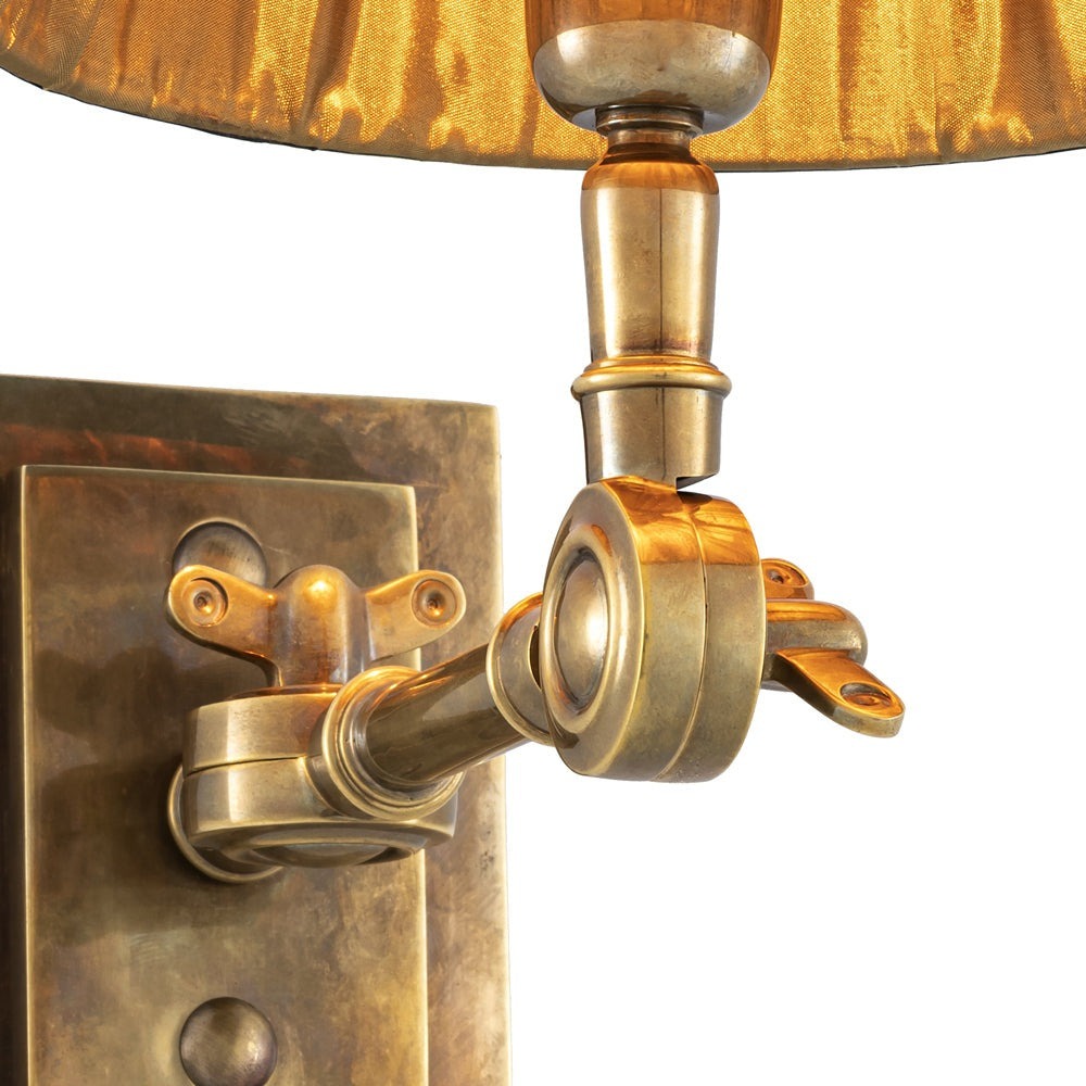 Wentworth Single Wall Lamp - Vintage Brass & Black Shade