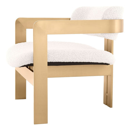 Donato Chair - Brushed Brass Finish & Bouclé Cream