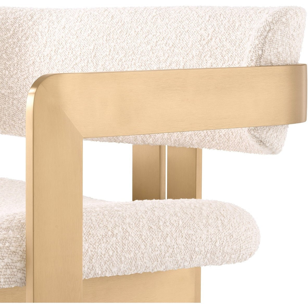 Donato Chair - Brushed Brass Finish & Bouclé Cream