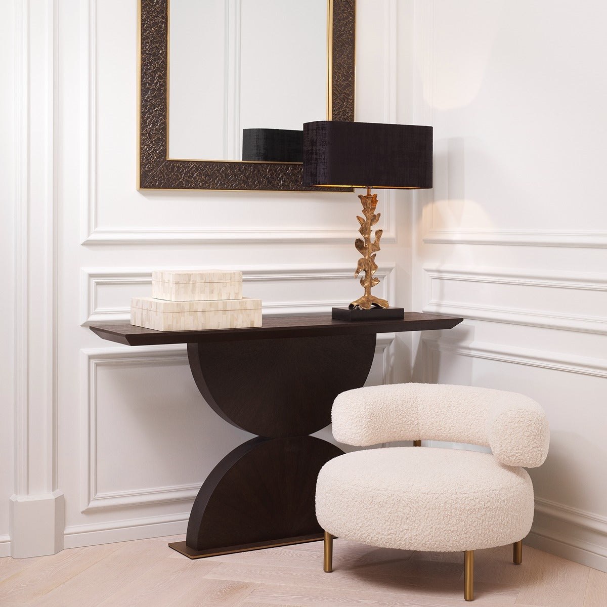 Thompson Chair - Faux Shearling Brushed Brass Finish