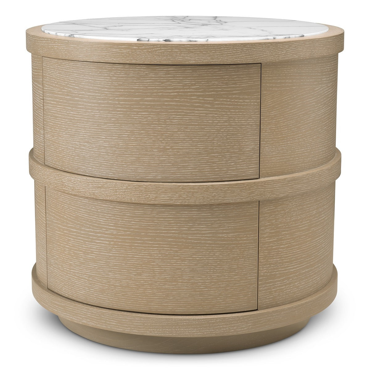 Cabana Round Bedside Table - Washed Oak Veneer