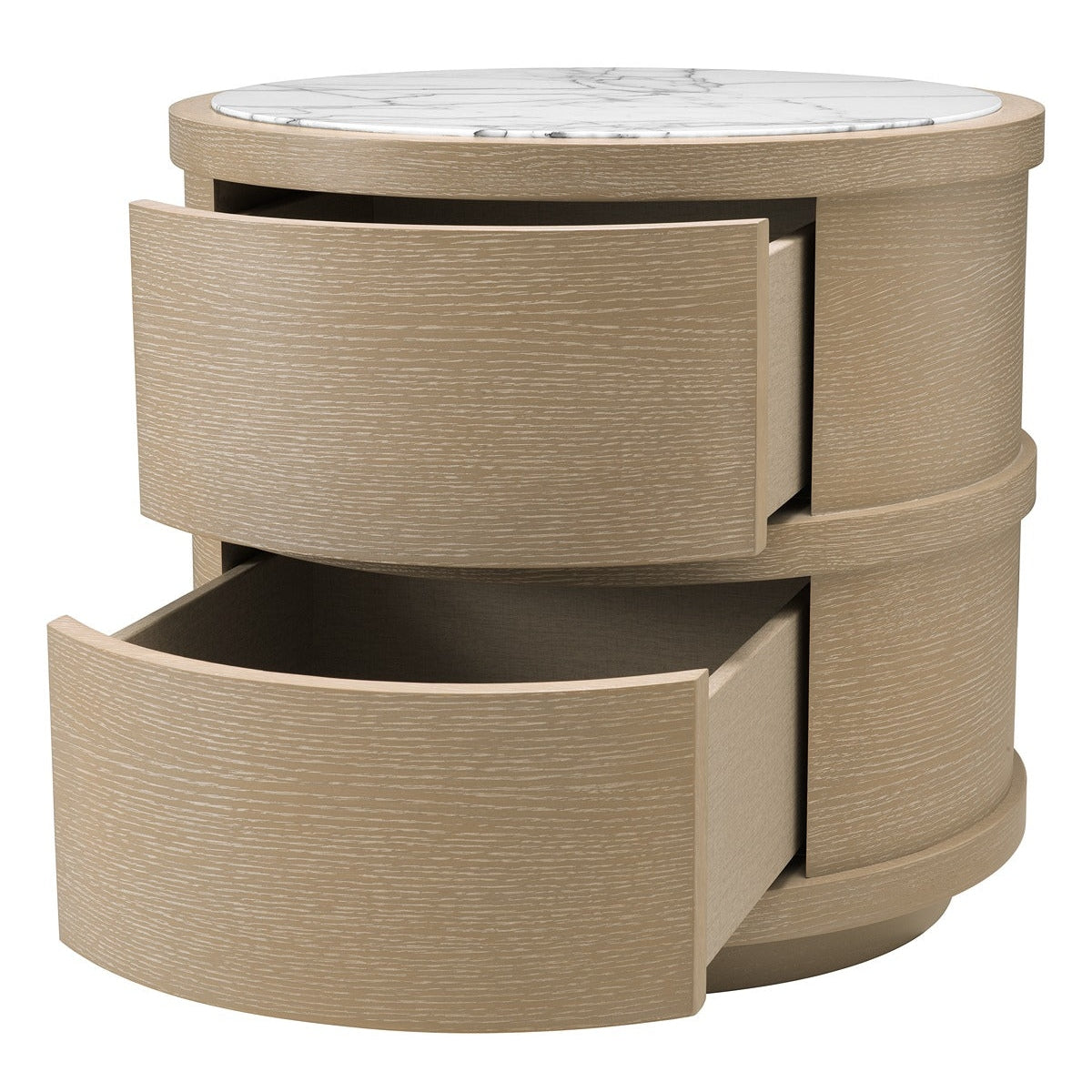 Cabana Round Bedside Table - Washed Oak Veneer