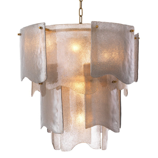Asinara Small Chandelier - Antique Brass & Smoke Glass