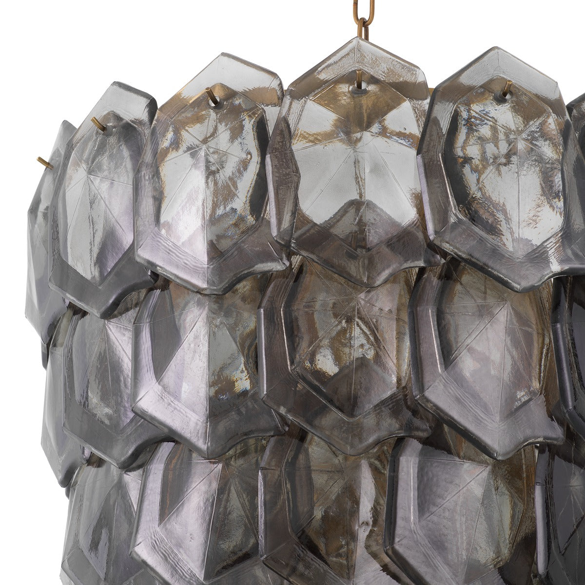 Elias Chandelier - Vintage Brass & Smoke Glass