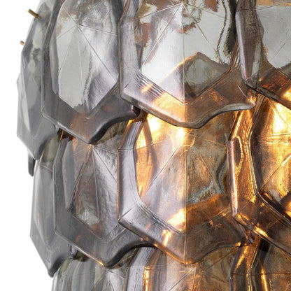 Elias Chandelier - Vintage Brass & Smoke Glass