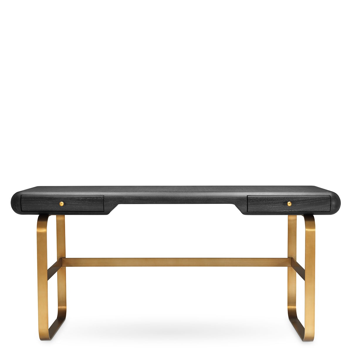 Nathaniel Desk - Charcoal Grey Oak Veneer & Brushed Brass