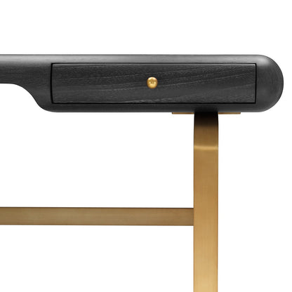 Nathaniel Desk - Charcoal Grey Oak Veneer & Brushed Brass