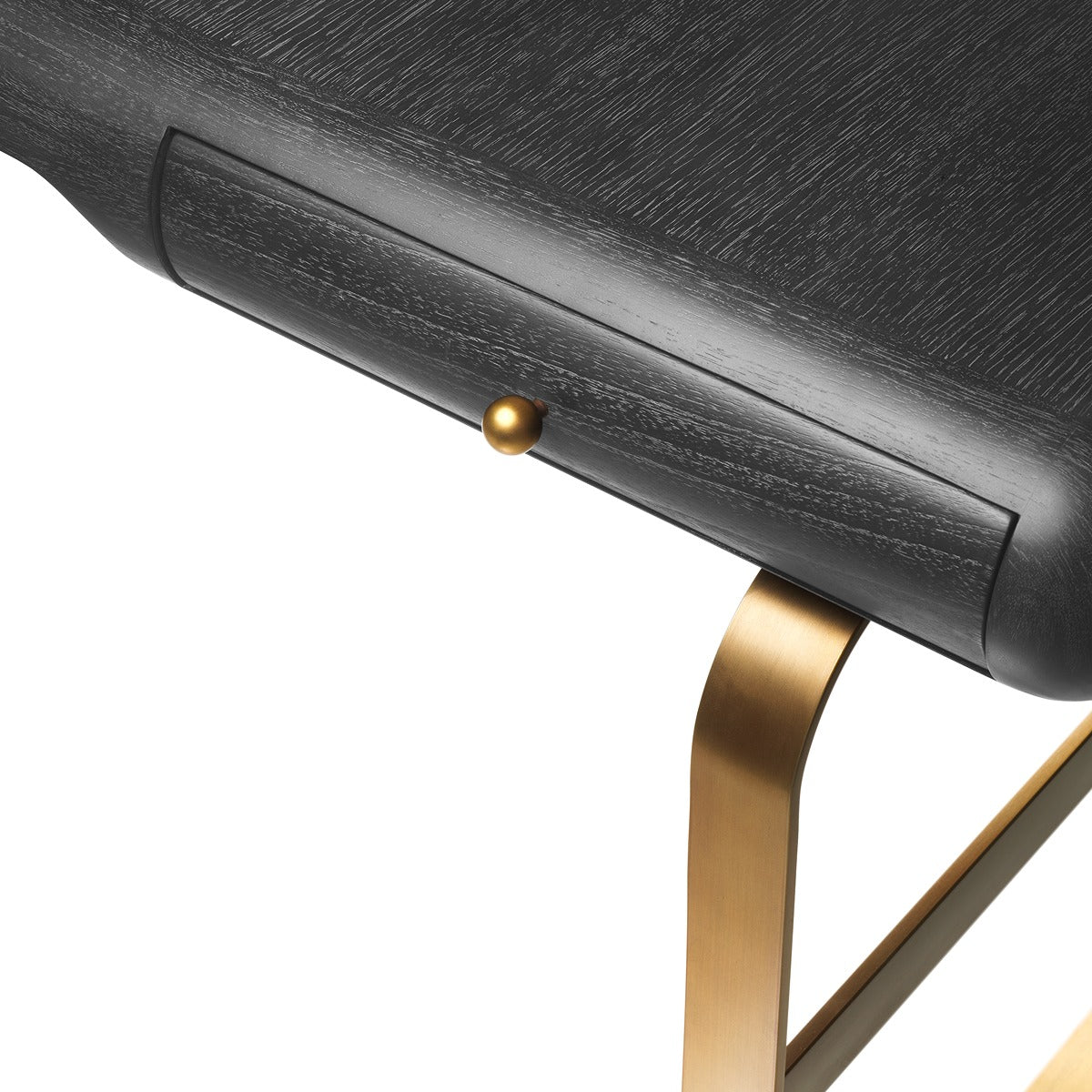 Nathaniel Desk - Charcoal Grey Oak Veneer & Brushed Brass