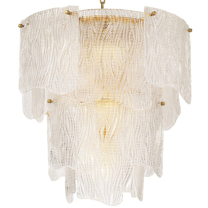 Asinara Small Chandelier - Clear Textured Glass