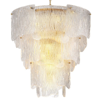 Asinara Large Chandelier - Clear Textured Glass