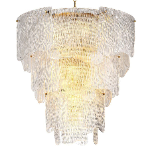 Asinara Large Chandelier - Clear Textured Glass