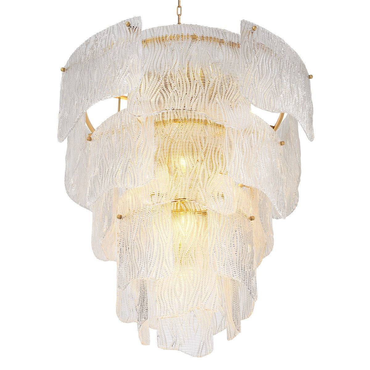 Asinara Large Chandelier - Clear Textured Glass